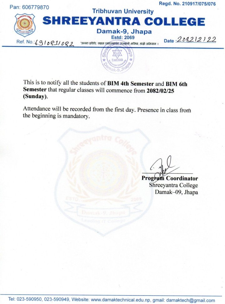 Class start date 